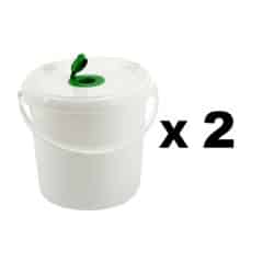 Empty Wet Wipe Dispenser Plastic Bucket with Pop Up Cap on Lid x2
